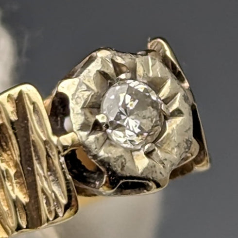 1972年 英国ヴィンテージジュエリー ダイヤモンド K9ゴールドリング (11号)婚約指輪